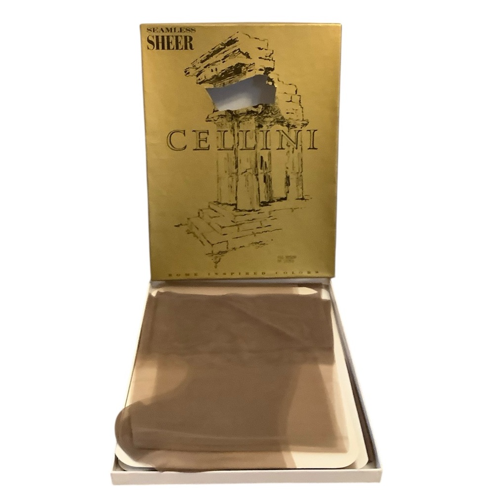 Vintage Cellini Seamless Sheer Nylon Stockings Hosiery Roman Taupe 2 Pair